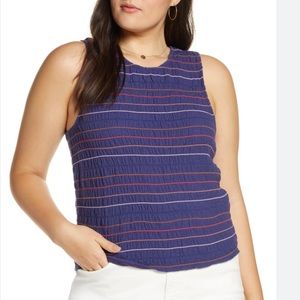 Madewell Texture & Thread Rainbow-Stitch Smocked Tank Top Sz S